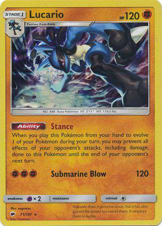 pokemon sun moon burning shadows single card rare holo lucario 71