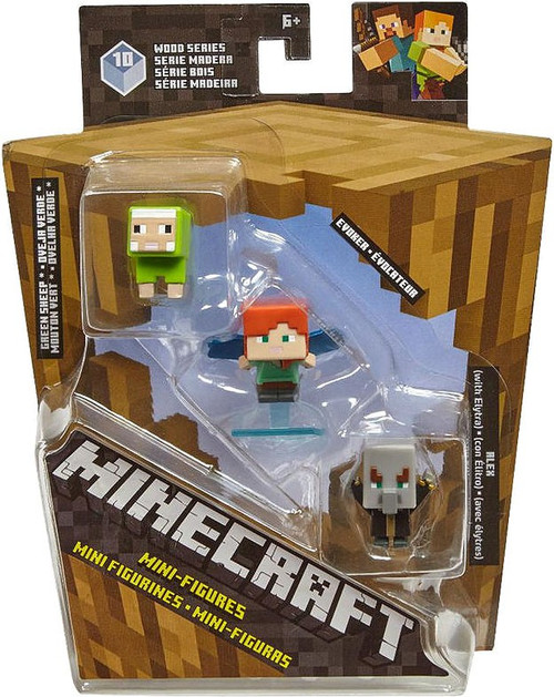 Minecraft Wood Series 10 Green Sheep, Evoker Alex Mini 