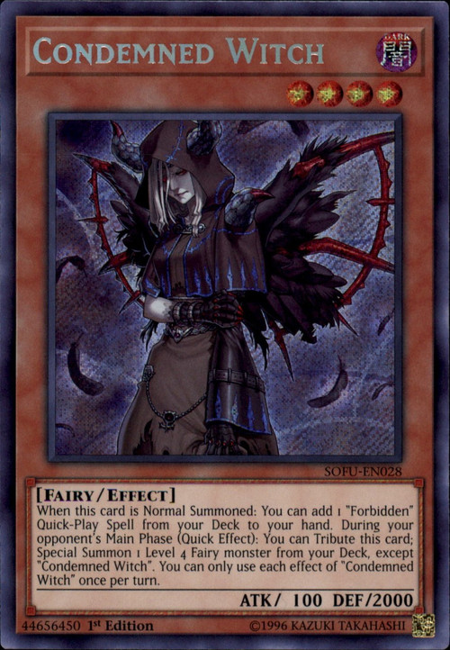 yugioh soul fusion single card secret rare condemned witch