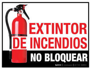 Spanish Fire Extinguisher Floor Sign