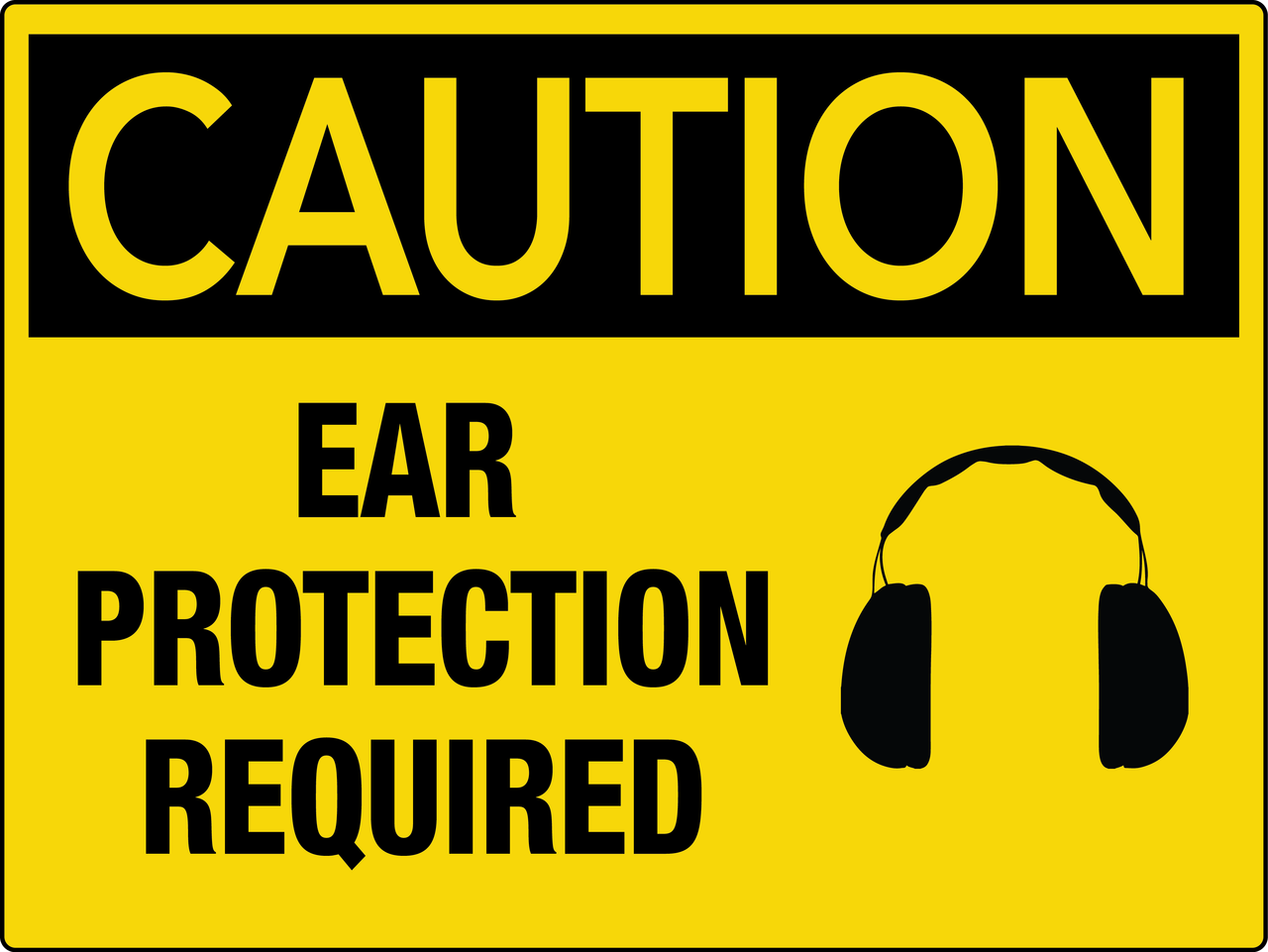 Caution Ear Protection Required Wall Sign