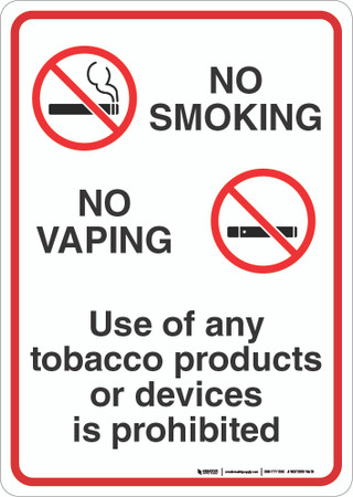 No Smoking/No Vaping - Wall Sign