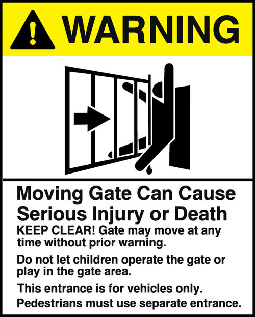 Warning Moving Gate Sign Warning Moving Gate Sign