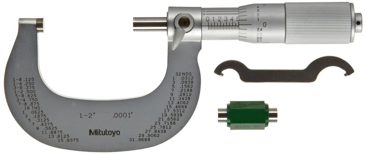 Mitutoyo Outside Micrometer, Manual 1-2" Friction Thimble ...