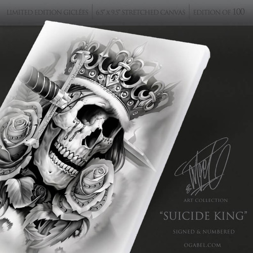 Suicide King 6.5"x 9.5" Limited Edition Canvas (White) Suicide King 6.5"x 9.5" Limited Edition Canvas (White)