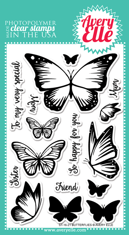 Avery Elle Butterflies Clear Stamps