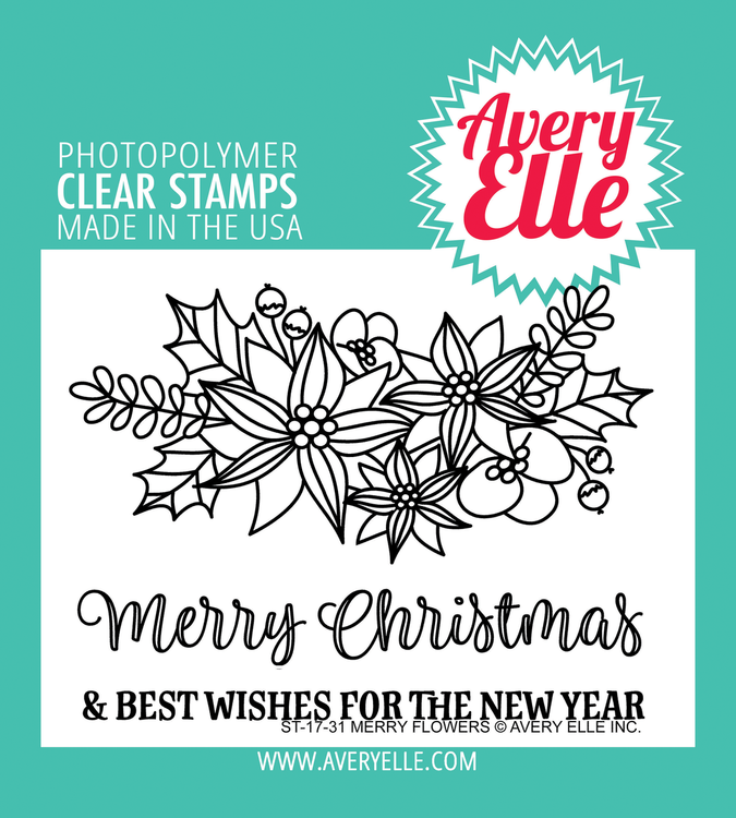 Avery Elle Merry Flowers Clear Stamps