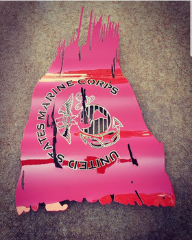 24" x 14" Marine Corps Seal Painted Battle Worn Flag 24" x 14" Marine Corps Seal Painted Battle Worn Flag