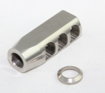 Muzzle Brake Compact STAINLESS STEEL 5/8-24 Pitch W/ free crush washer AR10 308 Muzzle Brake Compact STAINLESS STEEL 5/8-24 Pitch W/ free crush washer AR10 308