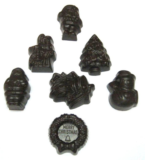 Assorted dark chocolate Christmas shapes Assorted dark chocolate Christmas shapes