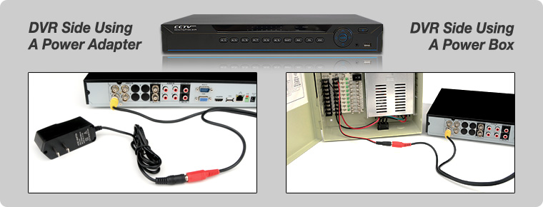 DVR using power adapter and box