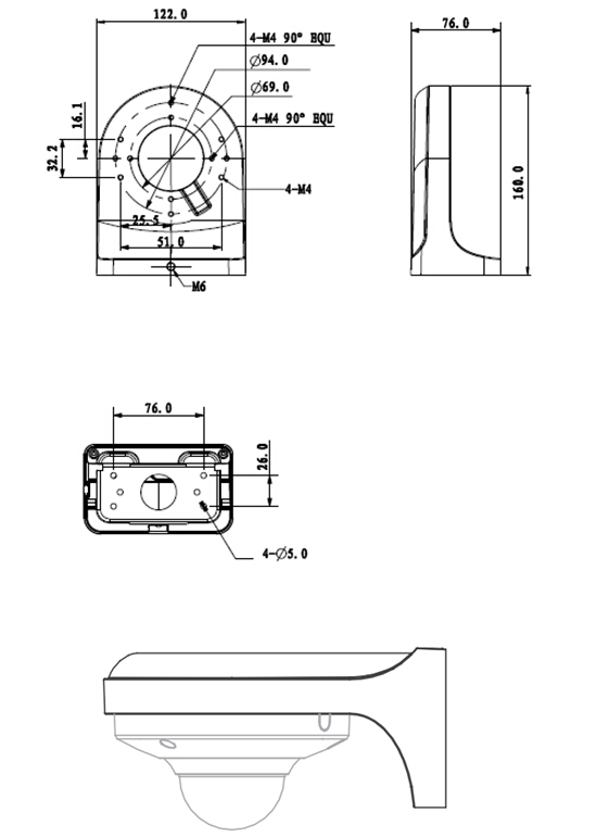 Dome Security Camera Mount Diagram