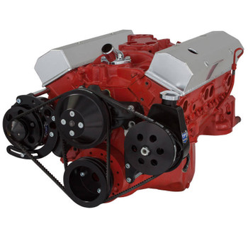 Black Chevy Small Block V-Belt System - Alternator & Power Steering Black Chevy Small Block V-Belt System - Alternator & Power Steering