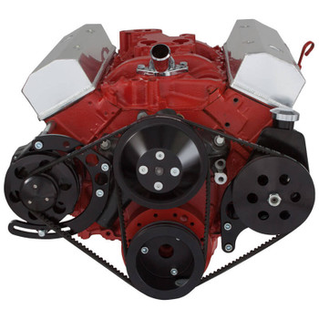 Black Chevy Small Block V-Belt System - Alternator & Power Steering Black Chevy Small Block V-Belt System - Alternator & Power Steering