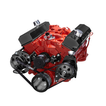 Black Chevy Small Block Serpentine Conversion - Power Steering with Electric Water Pump Black Chevy Small Block Serpentine Conversion - Power Steering with Electric Water Pump