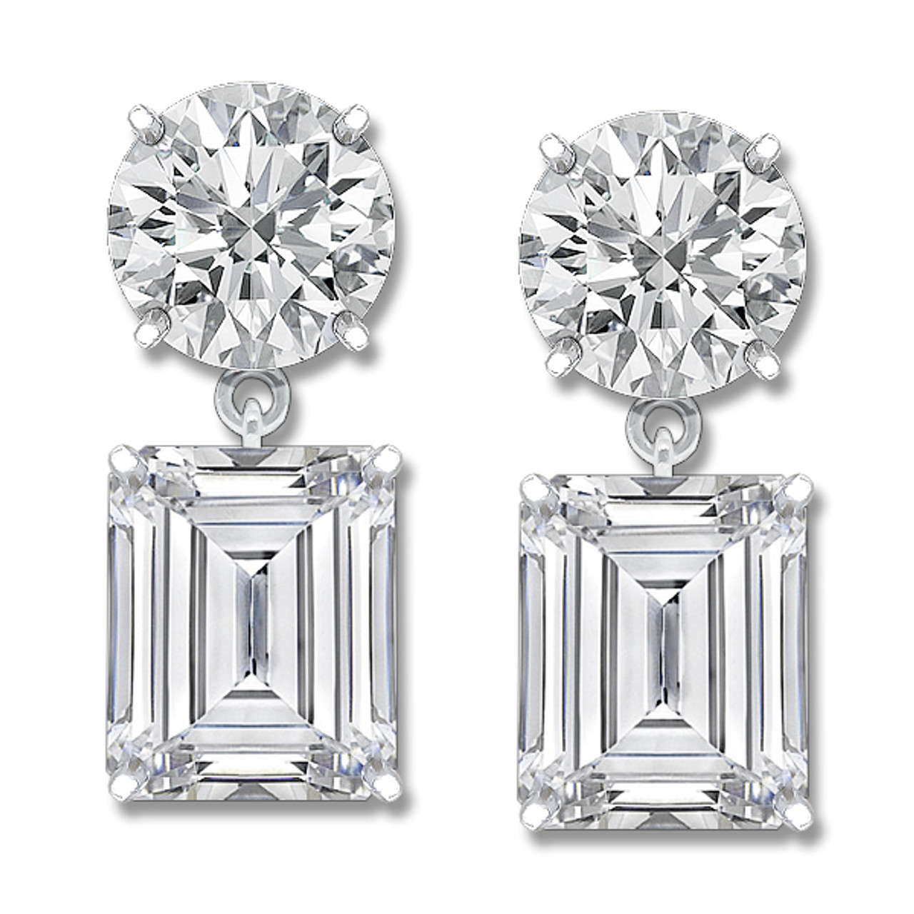 Leila Round Emerald Cut Cz Drop Earrings 12 0 Ct Tw Mystique Of Leila Round Emerald Cut Cz Drop Earrings 12 0 Ct Tw