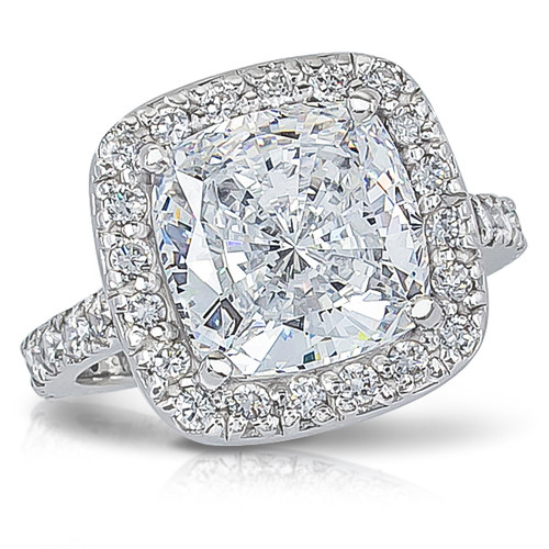 Brenina Cushion Cut CZ Halo Solitaire Engagement Ring Brenina Cushion Cut CZ Halo Solitaire Engagement Ring