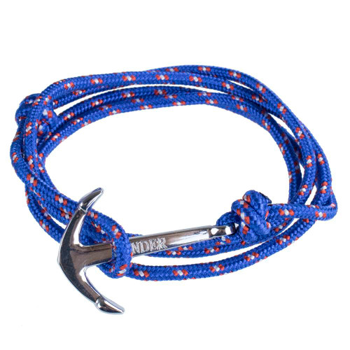 Paracord Wrap Bracelet with Gold Anchor Clasp Navy Blue