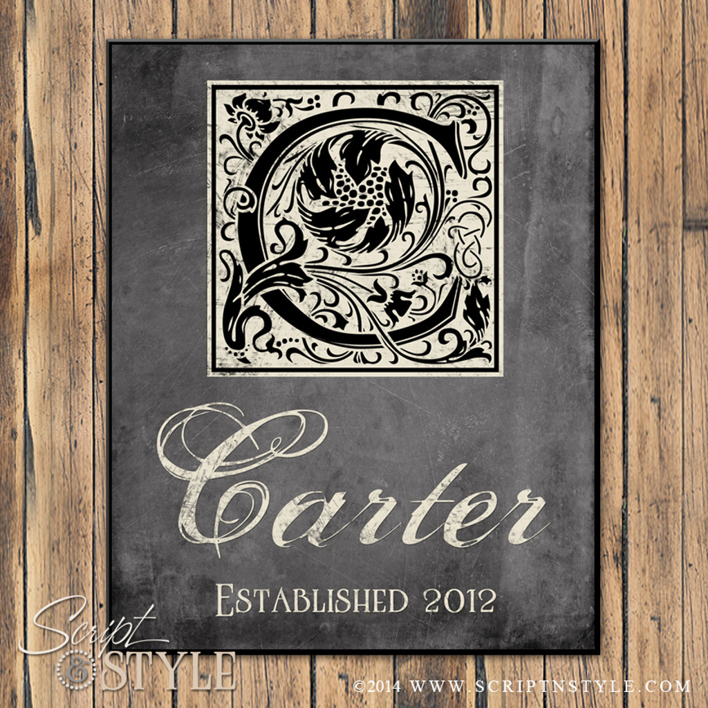 Monogram Personalized Family Name Sign - Wood Signs