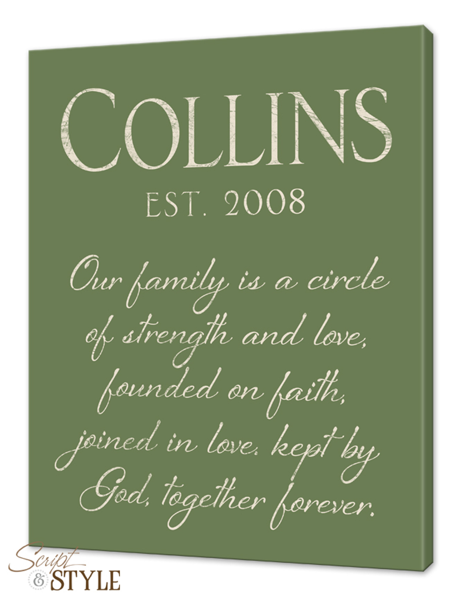 Personalized Last Name Canvas Wall Art with Scripture, Family Name