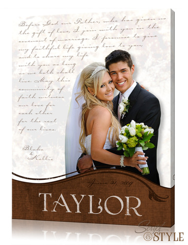 Personalized wedding vow wall art