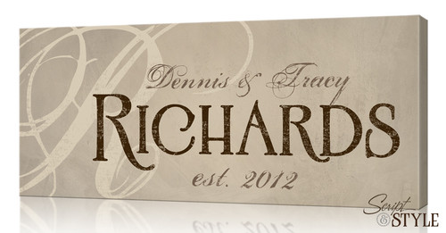 Personalized family name canvas print