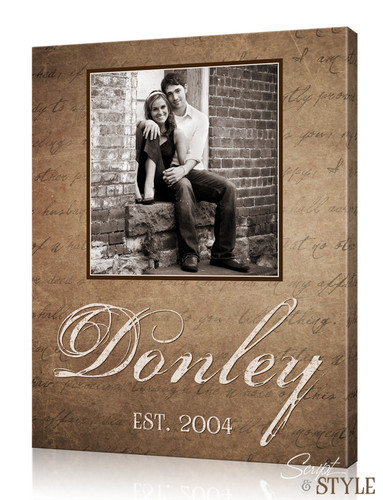 Personalized family name canvas with photo, Brown