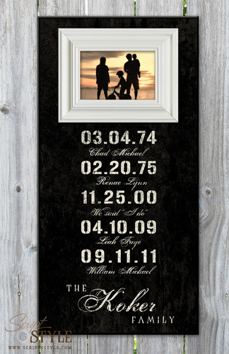 Personalized special dates picture frame, Black