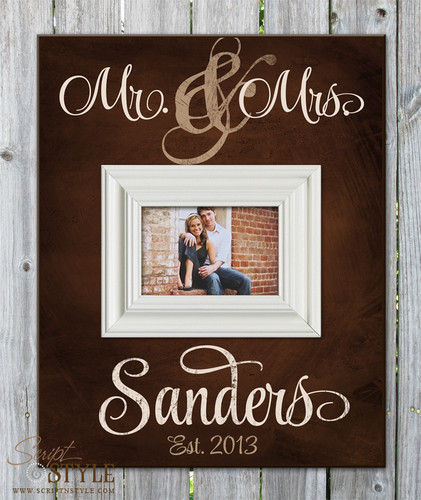 Personalized Mr. & Mrs. picture frame, Brown
