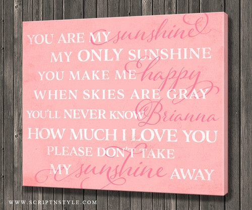 Personalized You Are My Sunshine Canvas Sign