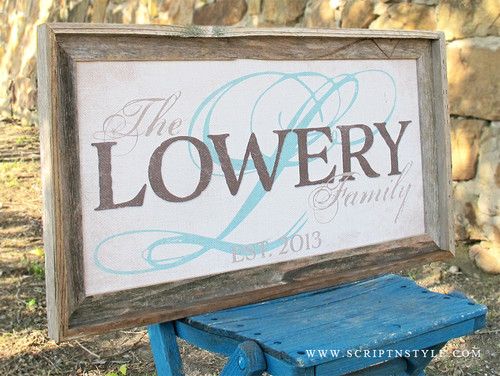 personalized burlap family established sign