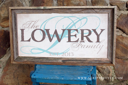 personalized burlap family name sign