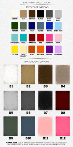 Burlap Print Color Options