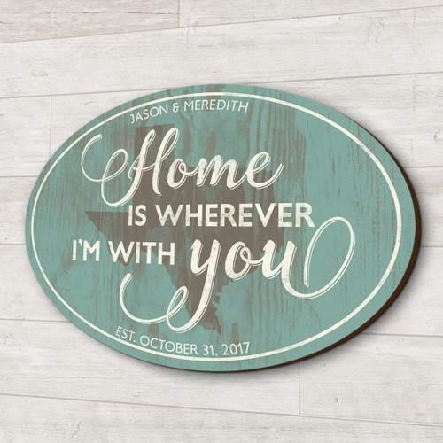 Wood family sign - Home is wherever I'm with you