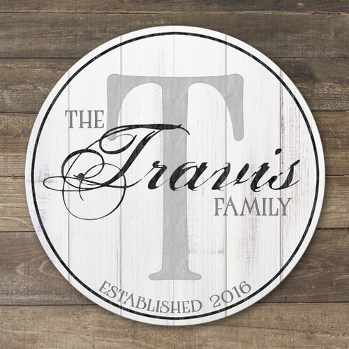 wooden family name sign