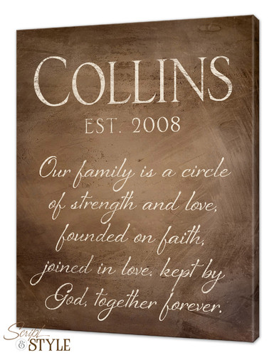 Personalized Last Name Canvas Wall Art with Scripture, Family Name Canvas Art
