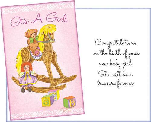 96266 Six New Baby Girl Greeting Cards With Six Envelopes