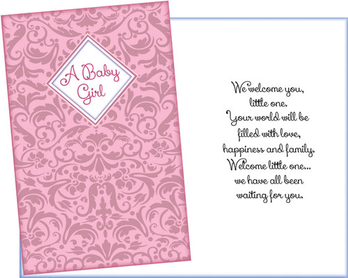 96269 Six New Baby Girl Greeting Cards With Six Envelopes