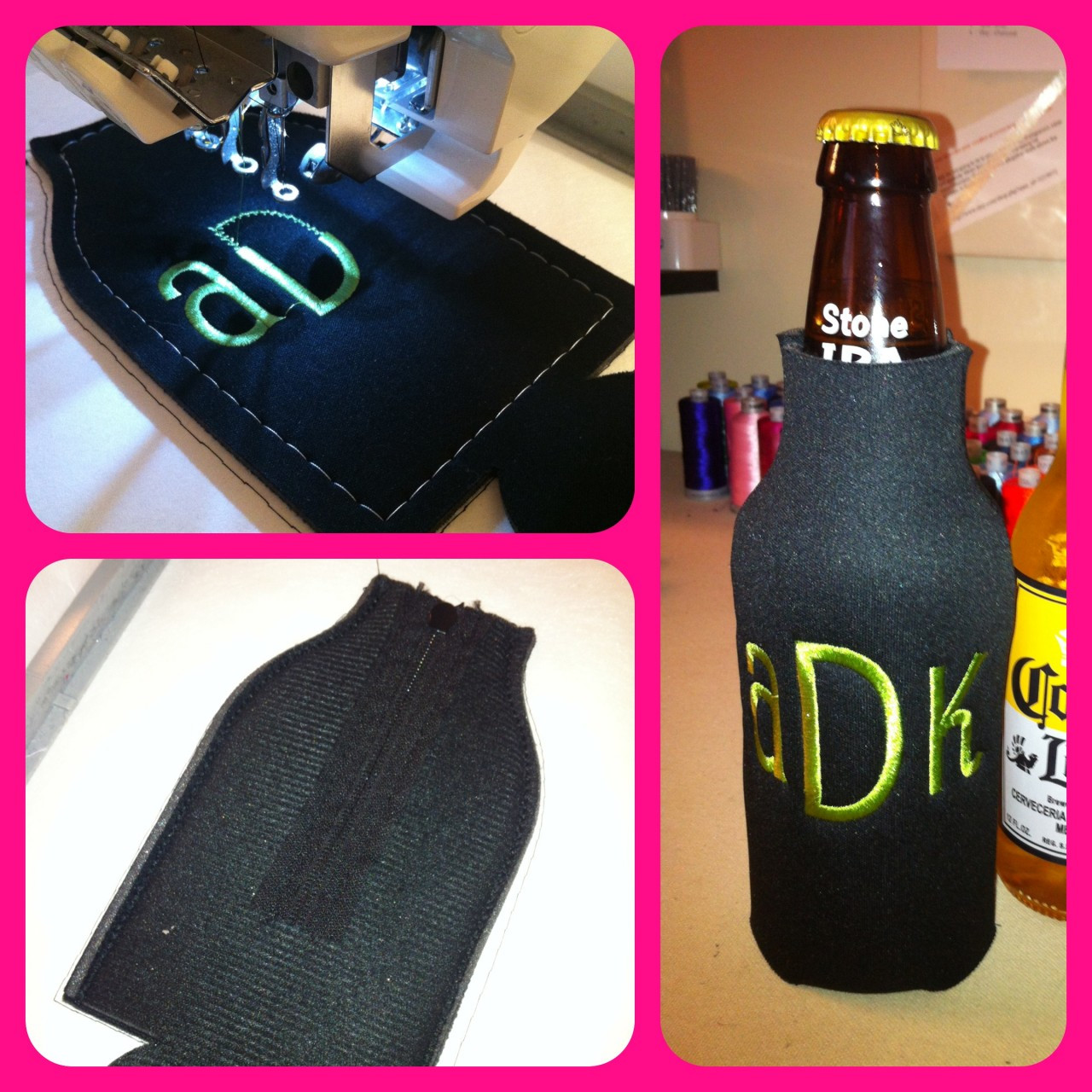 Download Zippered Beer Bottle Koozie In the Hoop Template ...