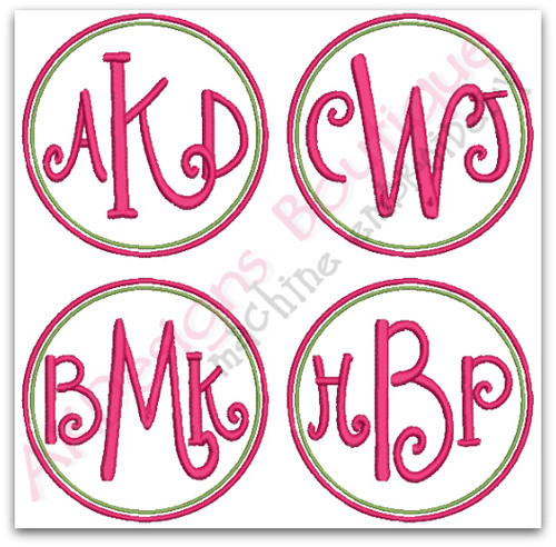 no 1344 swirly 3 letter monogram machine embroidery designs 3 inch high