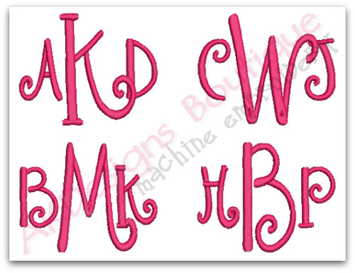 swirly 3 letter monogram machine embroidery designs 2 6 inch and 1 5