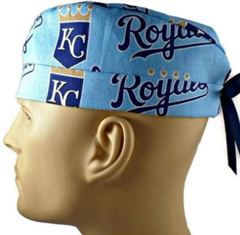 Men's Adjustable Fold-Up Cuffed or Uncuffed Surgical Scrub Hat Cap made with Kansas City Royals fabric Men's Adjustable Fold-Up Cuffed or Uncuffed Surgical Scrub Hat Cap made with Kansas City Royals fabric