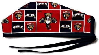 Men's Unlined Surgical Scrub Hat Cap made with Florida Panthers fabric Men's Unlined Surgical Scrub Hat Cap made with Florida Panthers fabric