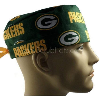 Men's Adjustable Fold-Up Cuffed or Uncuffed Surgical Scrub Hat Cap made with Green Bay Packers Green fabric Men's Adjustable Fold-Up Cuffed or Uncuffed Surgical Scrub Hat Cap made with Green Bay Packers Green fabric
