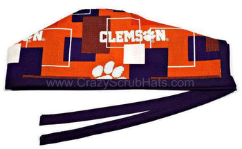 Men's Unlined Surgical Scrub Hat Cap made with Clemson Tigers New Block fabric Men's Unlined Surgical Scrub Hat Cap made with Clemson Tigers New Block fabric