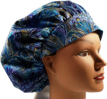 Women's Adjustable Bouffant Surgical Scrub Hat Cap made with Oil Slick Rainbow fabric w/ elastic and cord-lock Women's Adjustable Bouffant Surgical Scrub Hat Cap made with Oil Slick Rainbow fabric w/ elastic and cord-lock