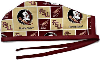 Men's Unlined Surgical Scrub Hat Cap made with Florida Seminoles Squares fabric Men's Unlined Surgical Scrub Hat Cap made with Florida Seminoles Squares fabric