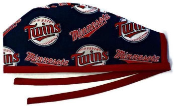 Men's Unlined Surgical Scrub Hat Cap made with Minnesota Twins fabric Men's Unlined Surgical Scrub Hat Cap made with Minnesota Twins fabric