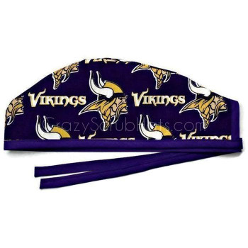 Men's Unlined Surgical Scrub Hat Cap made with Minnesota Vikings fabric Men's Unlined Surgical Scrub Hat Cap made with Minnesota Vikings fabric