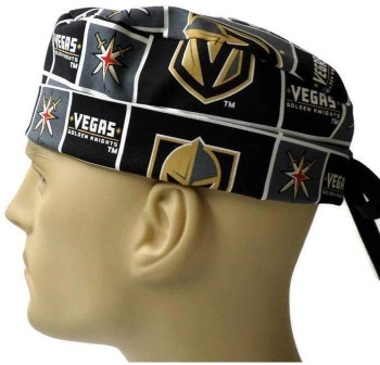 Men's Adjustable Fold-Up Cuffed or Uncuffed Surgical Scrub Hat Cap made with Vegas Golden Knights fabric Men's Adjustable Fold-Up Cuffed or Uncuffed Surgical Scrub Hat Cap made with Vegas Golden Knights fabric